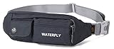 WATERFLY Fanny Pack for Women Men Water Resistant Small Waist Pouch Slim Belt Bag with 4 Pockets Lightweight Crossbody Chest Bag Fit All Phones, 11.02 x 2.1 x 4.3 inch