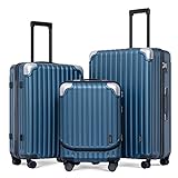 LEVEL8 Grace Luggage Sets PC+ABS Hardshell Suitcase with Wheels, Durable Large Suitcase TSA Lock 20' Expandable Carry on 24'/28' Checked Luggage, 3-Piece Set (20/24/28) – Blue