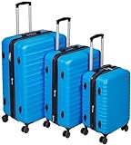 Amazon Basics 3-Piece Set Hardside Spinner, Light Blue