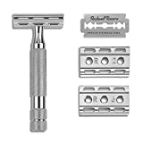 Rockwell Razors 6C White Chrome Double-Edge Safety Razor for Men and Women with 6 Adjustable Shave Settings and 5 Fully Recyclable Eco Razor Blades