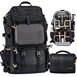 TARION Pro 2 Bags in 1 Camera Backpack Large with 15.6" Laptop Compartment Waterproof Rain Cover Extra Large Travel Hiking Camera Backpack DSLR Bag