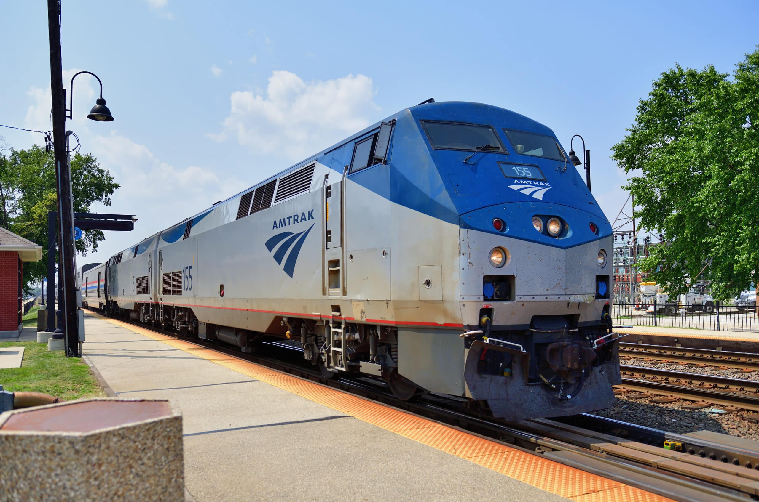 exterior front of Amtrak train