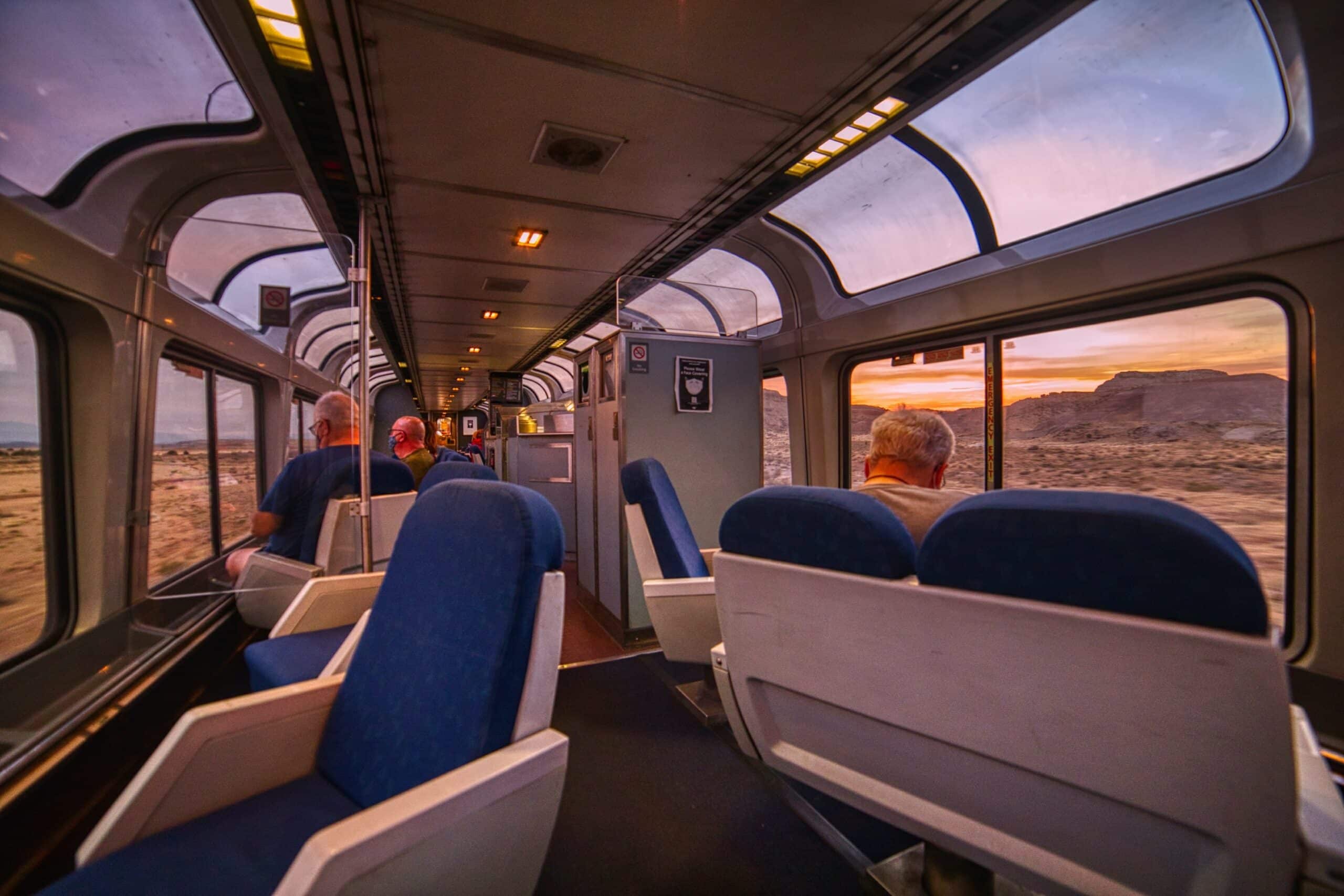 Comfortable train seating in Amtrak
