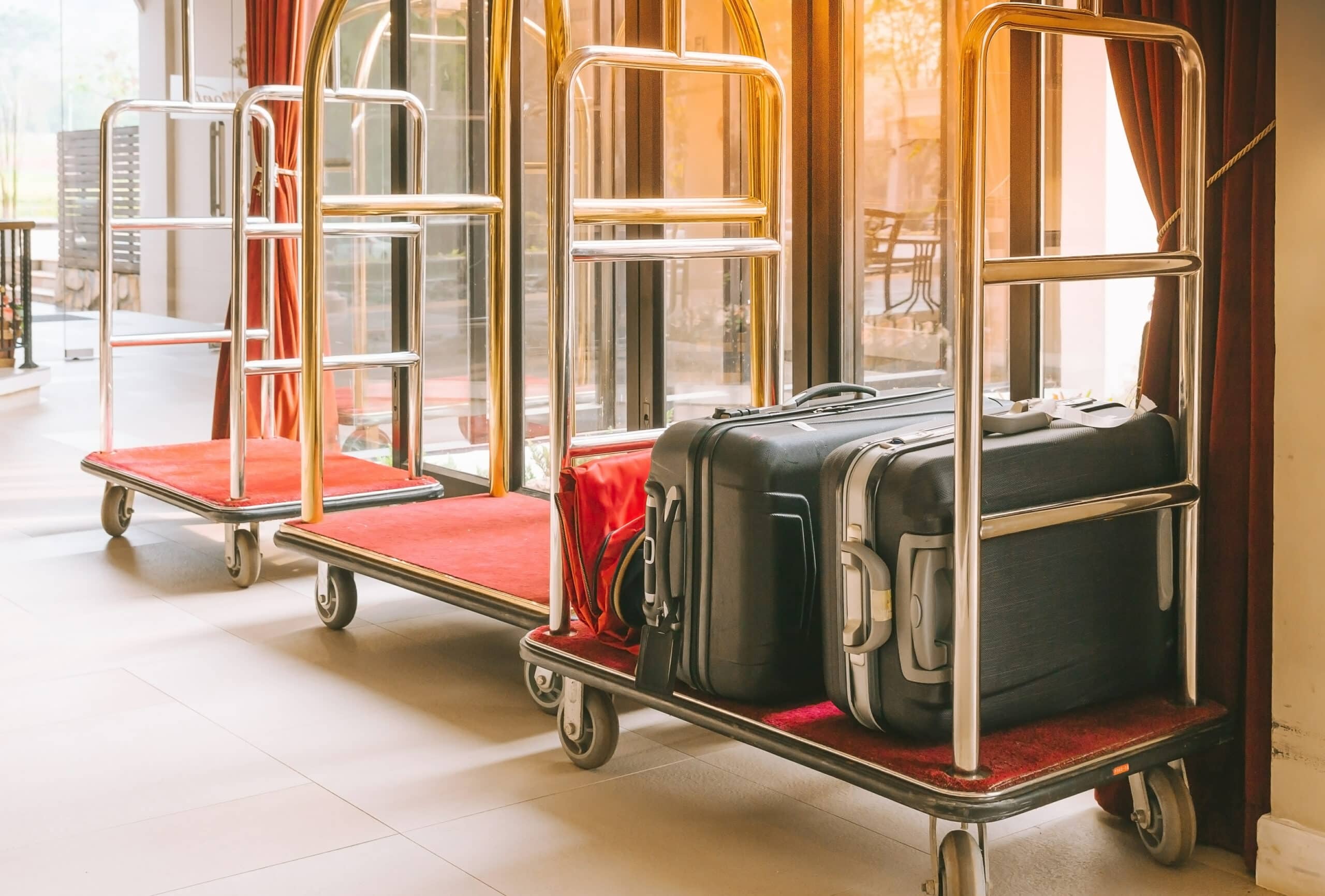 luggage on hotel trolley