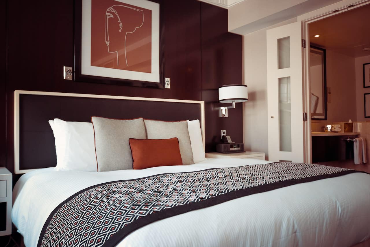 A modern-looking hotel room