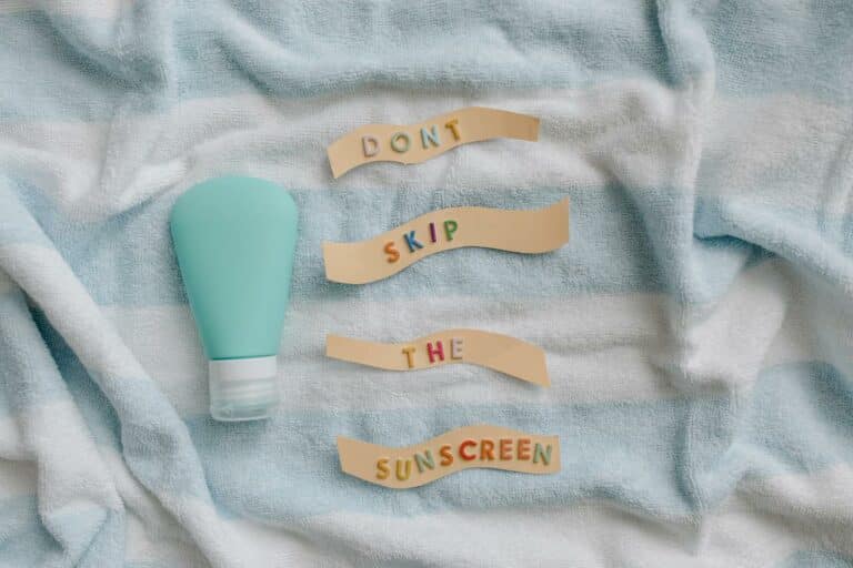 Don't skip the sunscreen slogan with a travel-size bottle of sunscreen.