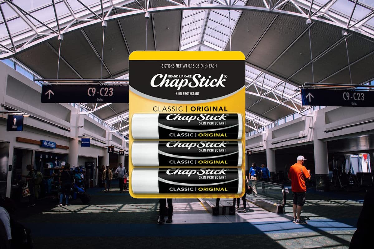 Case of 4 Chapsticks with airport image background