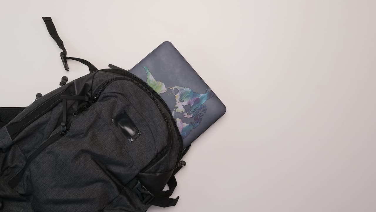 travel backpack with laptop in it