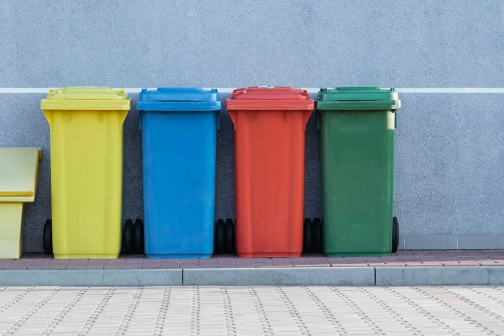 colorful recycle bins