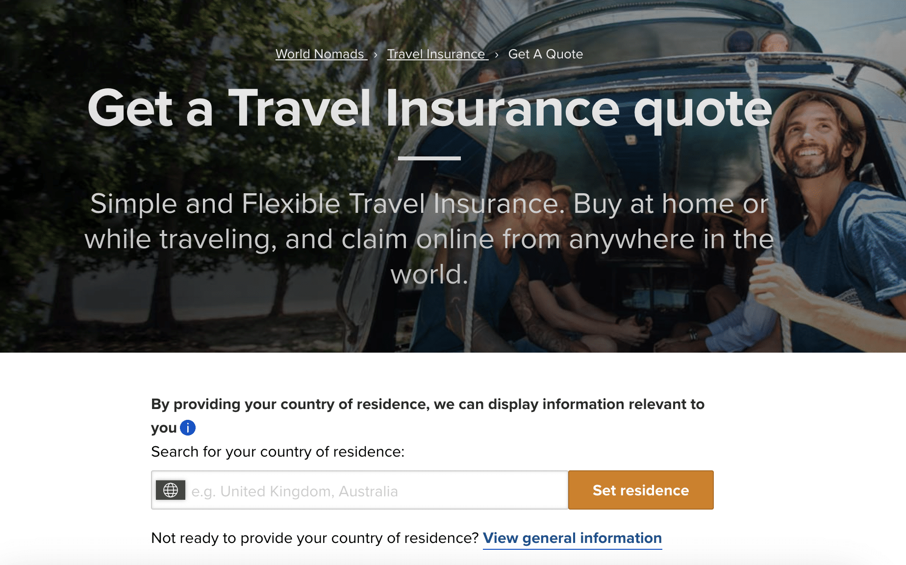 World Nomads Travel Insurance quote